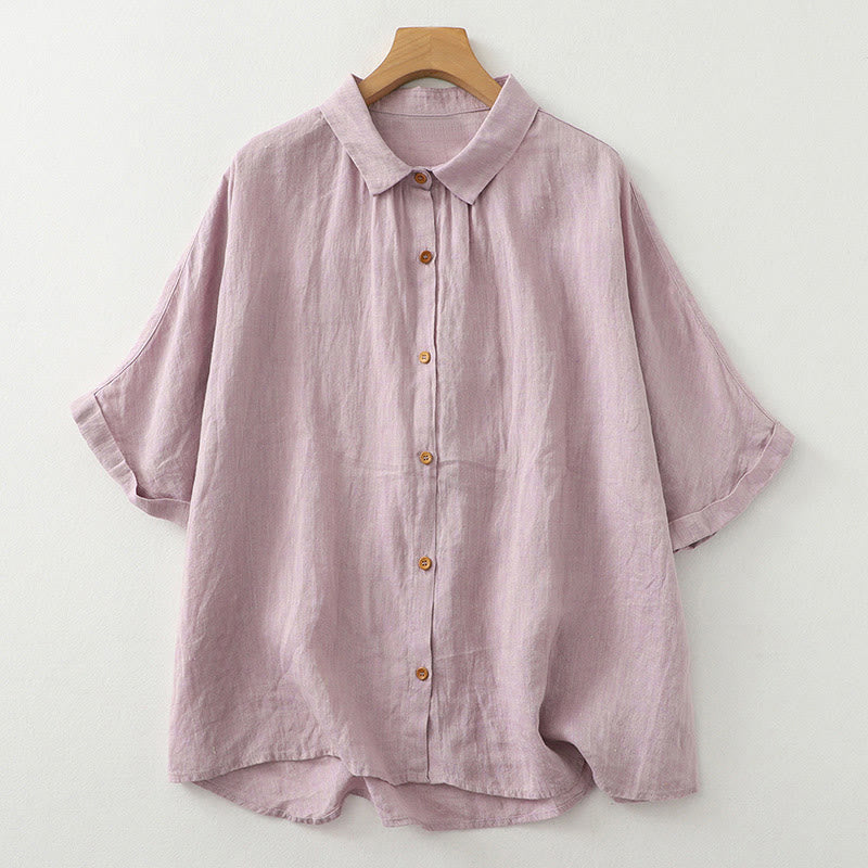 Nimara Ritual Casual Plain Buttons Women's Half Sleeve Shirt