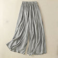 Nimara Ritual Light Gray Pleated Design Elastic Waist Women's Wide Leg Pants With Pockets