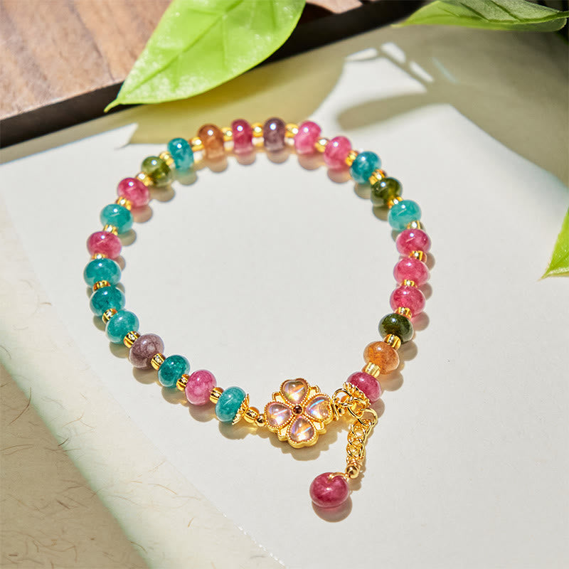 Nimara Ritual Tourmaline Four Leaf Clover Flower Love Bracelet