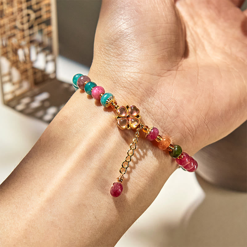Nimara Ritual Tourmaline Four Leaf Clover Flower Love Bracelet