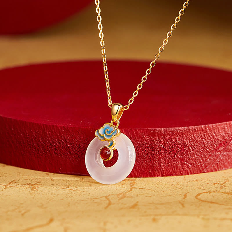 Nimara Ritual 925 Sterling Silver Peace Buckle Cloud Chalcedony Necklace Harmony Pendant