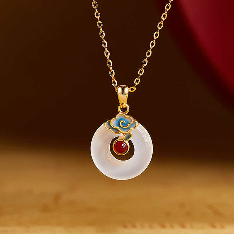 Nimara Ritual 925 Sterling Silver Peace Buckle Cloud Chalcedony Necklace Harmony Pendant