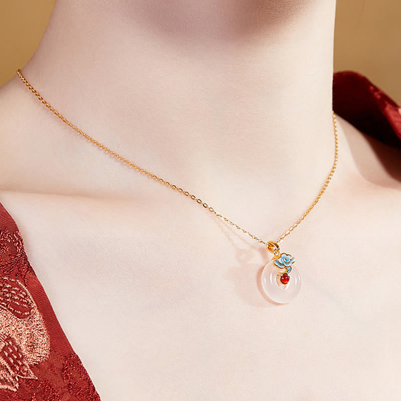 Nimara Ritual 925 Sterling Silver Peace Buckle Cloud Chalcedony Necklace Harmony Pendant