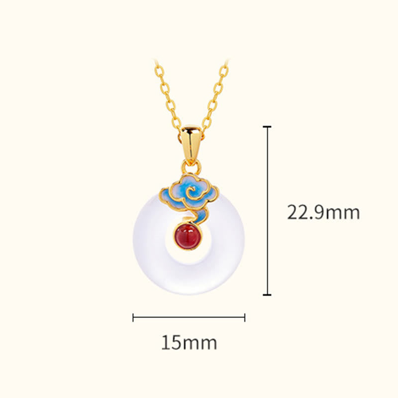 Nimara Ritual 925 Sterling Silver Peace Buckle Cloud Chalcedony Necklace Harmony Pendant