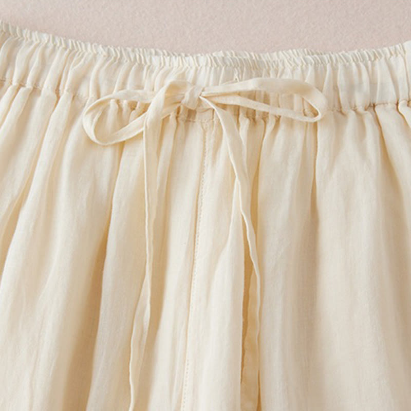 Nimara Ritual Casual Lining Design Cotton Women's 7-8 Length Wide Leg Pants With Pockets