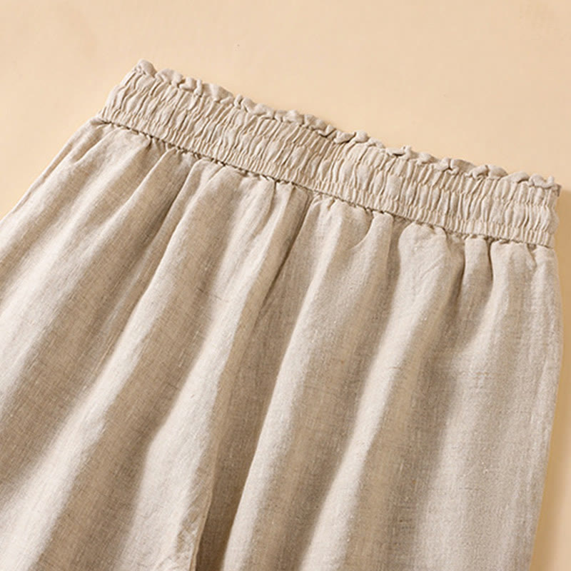 Nimara Ritual Casual Straight Leg Design Cotton Women's 7-8 Length Wide Leg Pants With Pockets