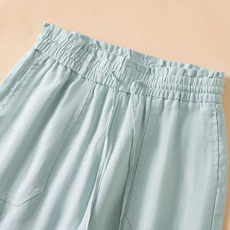 Nimara Ritual Casual Straight Leg Design Cotton Women's 7-8 Length Wide Leg Pants With Pockets