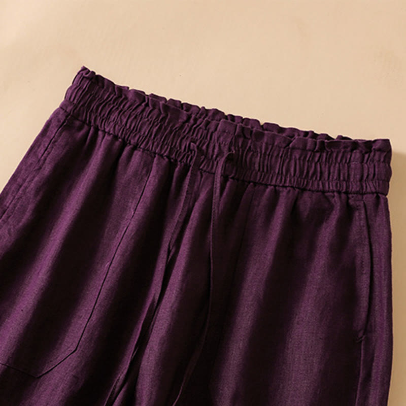 Nimara Ritual Casual Straight Leg Design Cotton Women's 7-8 Length Wide Leg Pants With Pockets