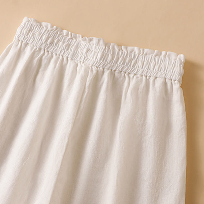 Nimara Ritual Casual Straight Leg Design Cotton Women's 7-8 Length Wide Leg Pants With Pockets