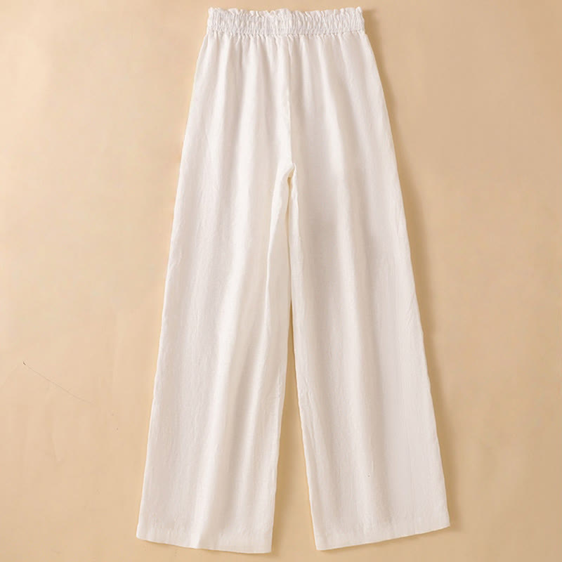 Nimara Ritual Casual Straight Leg Design Cotton Women's 7-8 Length Wide Leg Pants With Pockets