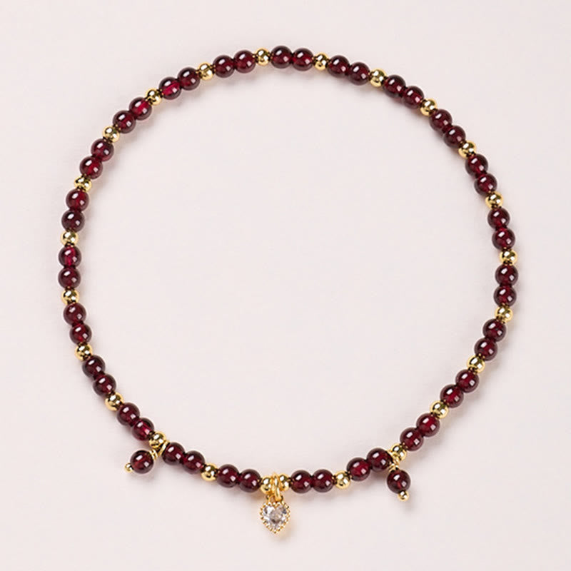 Nimara Ritual Natural 4mm Garnet Copper Gold Plated Calm Anklet