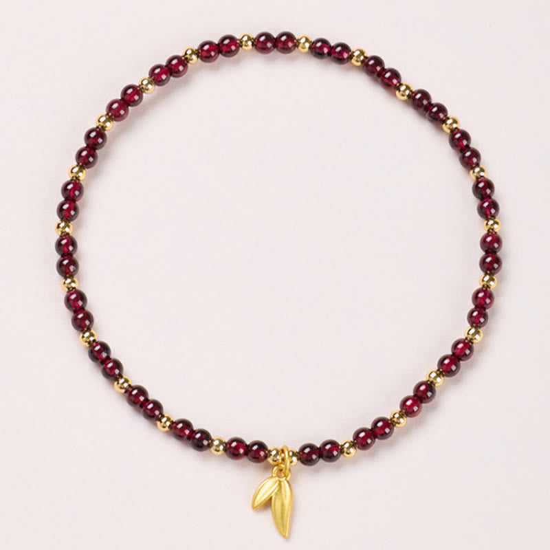 Nimara Ritual Natural 4mm Garnet Copper Gold Plated Calm Anklet