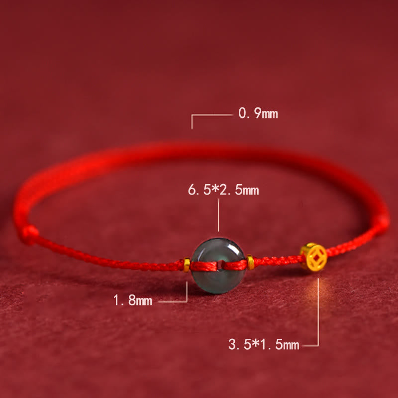 Nimara Ritual Peace Buckle Copper Coins Jade Red String Connection Bracelet Anklet