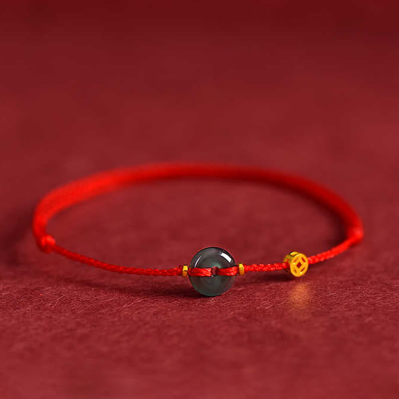Nimara Ritual Peace Buckle Copper Coins Jade Red String Connection Bracelet Anklet