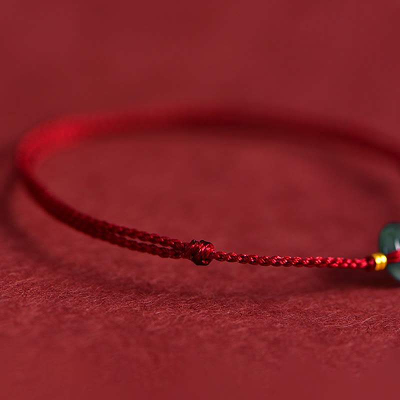 Nimara Ritual Peace Buckle Copper Coins Jade Red String Connection Bracelet Anklet