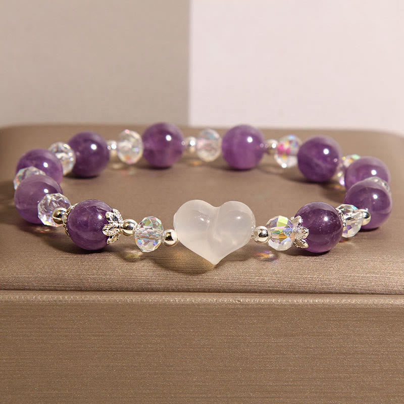 Nimara Ritual Heart Amethyst White Agate Balance Bracelet