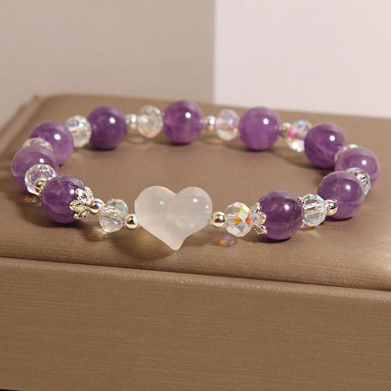 Nimara Ritual Heart Amethyst White Agate Balance Bracelet
