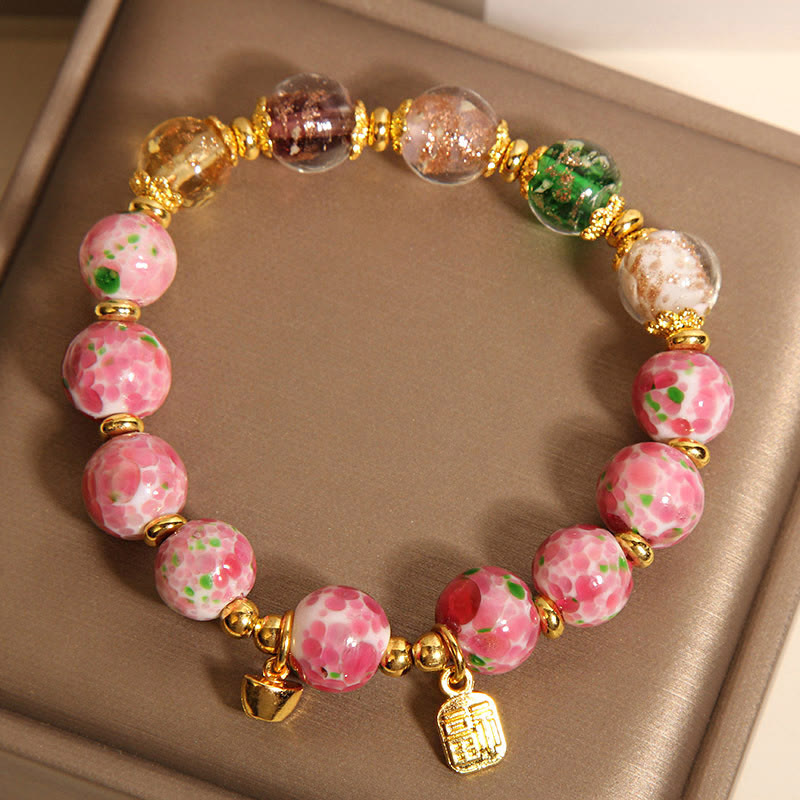 Nimara Ritual Fu Character Pink Liuli Luck Bracelet