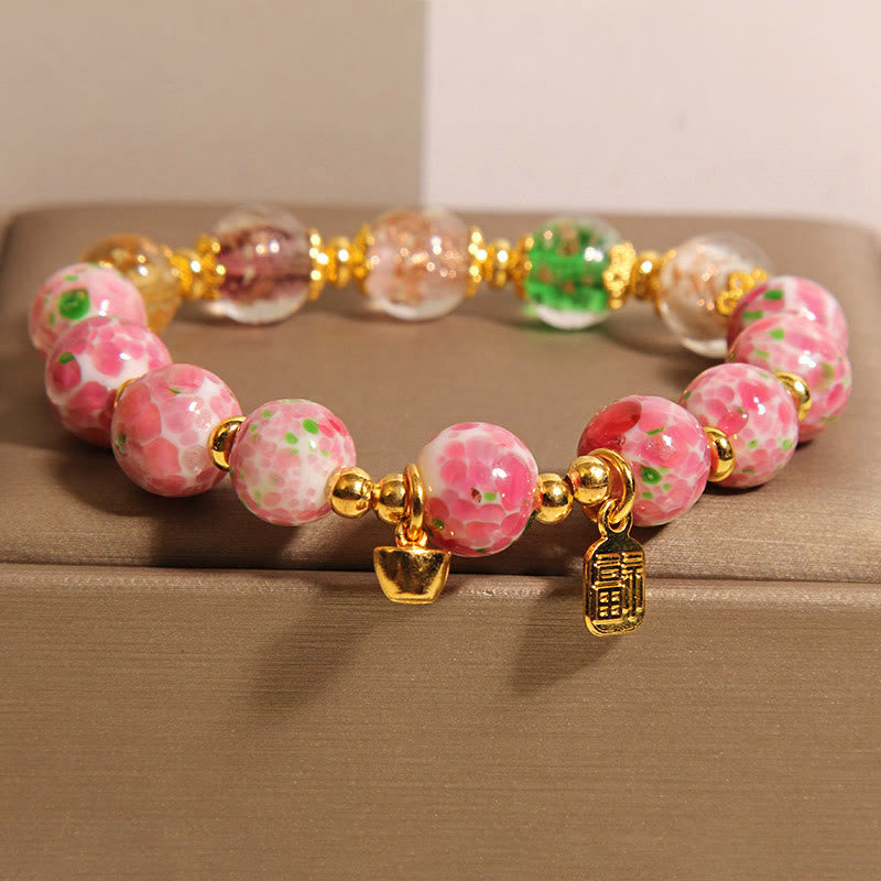 Nimara Ritual Fu Character Pink Liuli Luck Bracelet