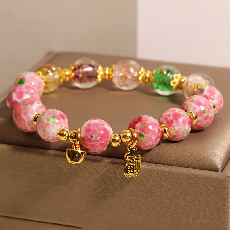 Nimara Ritual Fu Character Pink Liuli Luck Bracelet