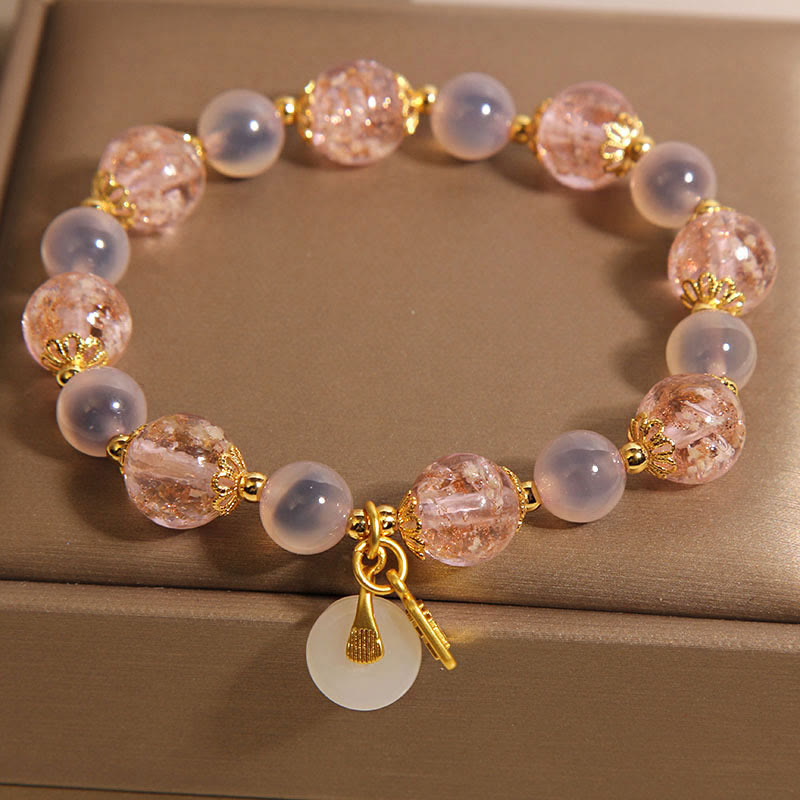 Nimara Ritual Fu Character Peace Buckle Liuli Candy Agate Healing Bracelet