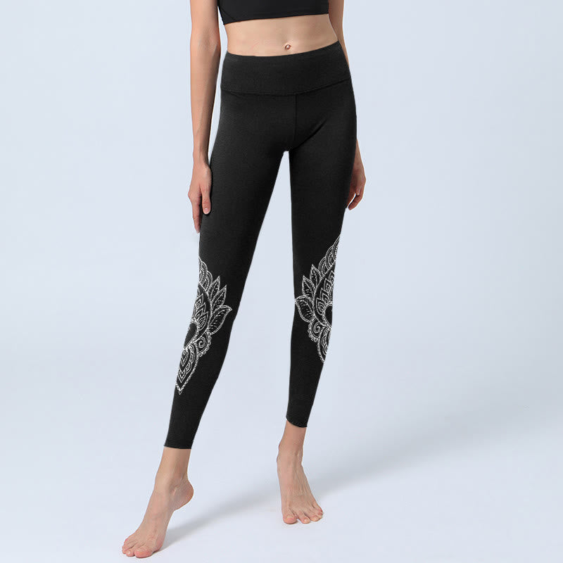 Nimara Ritual Heart-shaped Petals Flowers Print Gym Leggings Women's Yoga Pants