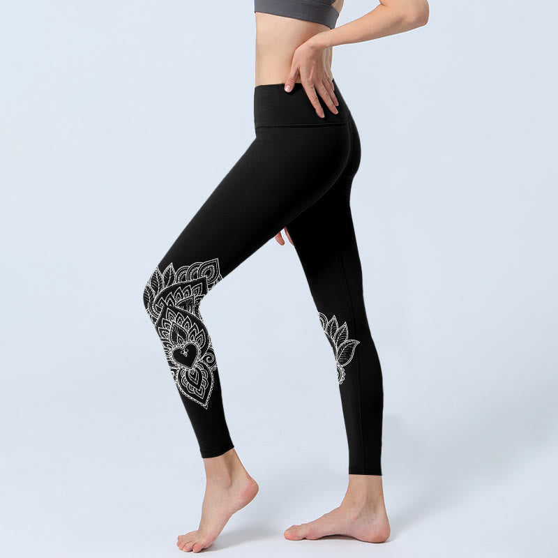 Nimara Ritual Heart-shaped Petals Flowers Print Gym Leggings Women's Yoga Pants