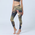 Nimara Ritual White Crane White Blossoming Branch Print Gym Leggings Women's Yoga Pants
