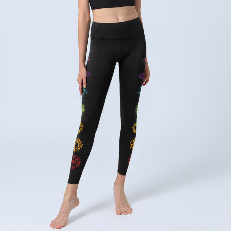 Nimara Ritual OM Symbol Sanskrit Characters Print Gym Leggings Women's Yoga Pants