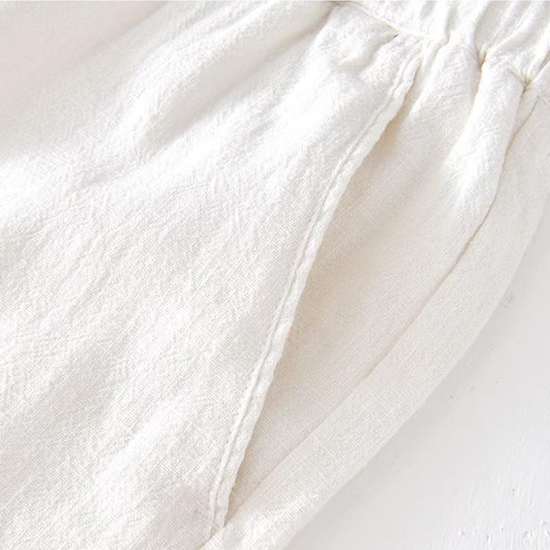 Nimara Ritual Summer Solid Color Drawstring Elastic Waist Men's Ramie Linen Cotton Shorts With Pockets
