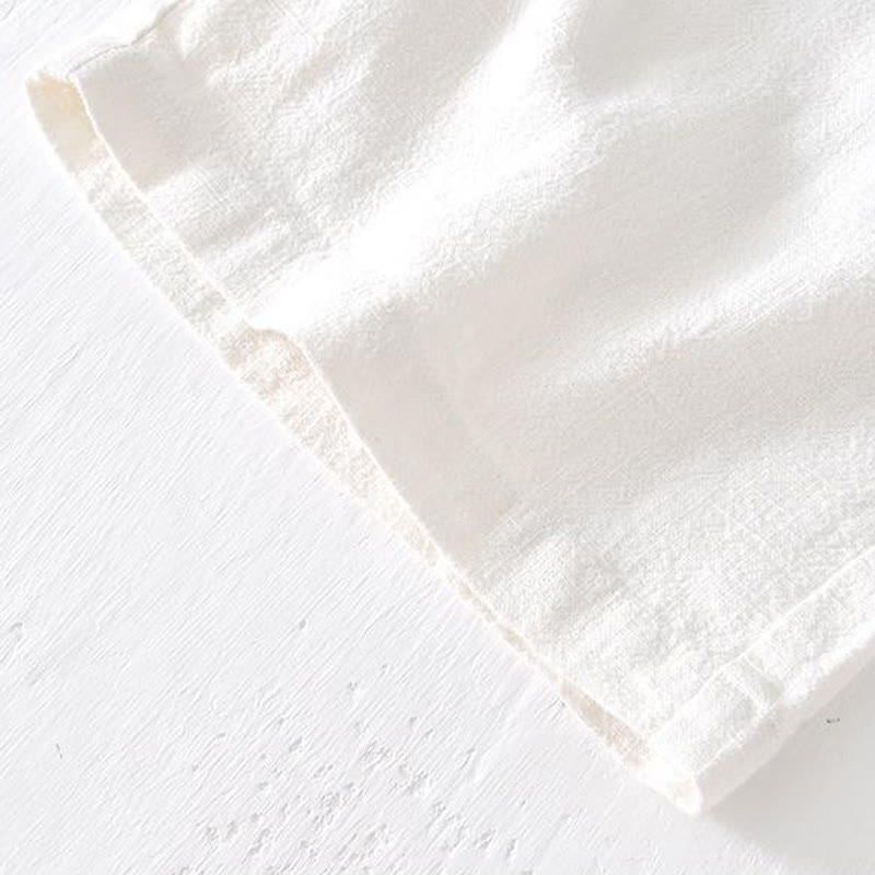 Nimara Ritual Summer Solid Color Drawstring Elastic Waist Men's Ramie Linen Cotton Shorts With Pockets