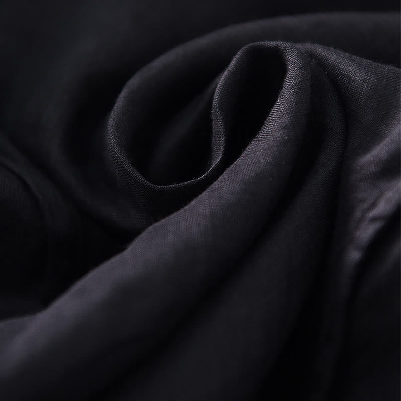 Nimara Ritual Plain Irregular Hem Short Sleeve Cotton Linen Maxi Dress