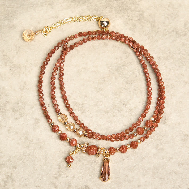 Nimara Ritual Natural 2mm Goldstone Beads Positive Multi Layer Bracelet