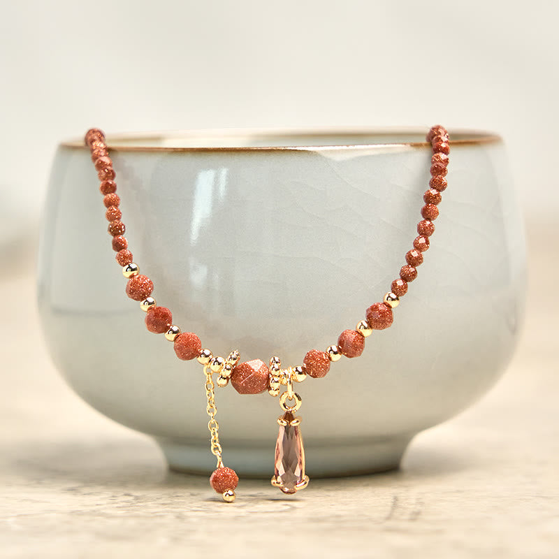 Nimara Ritual Natural 2mm Goldstone Beads Positive Multi Layer Bracelet