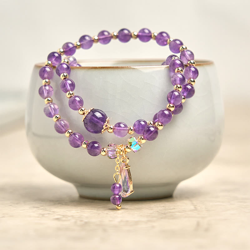 Nimara Ritual Natural Amethyst Beads Balance Multi-layer Bracelet