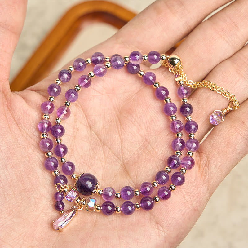 Nimara Ritual Natural Amethyst Beads Balance Multi-layer Bracelet