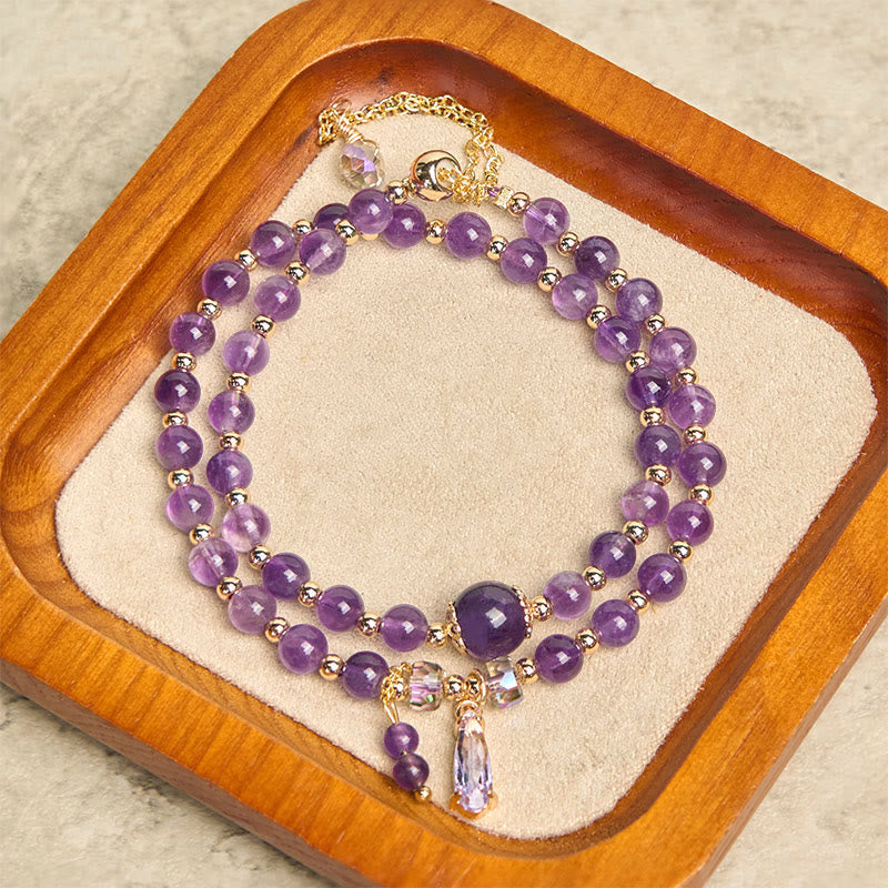 Nimara Ritual Natural Amethyst Beads Balance Multi-layer Bracelet