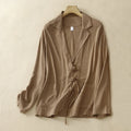 Nimara Ritual Women's Cotton Linen Frog-Button Long Sleeve Jacket With Pockets