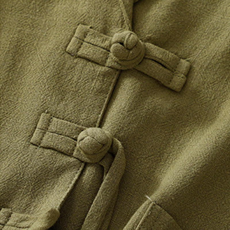 Nimara Ritual Women's Cotton Linen Frog-Button Long Sleeve Jacket With Pockets