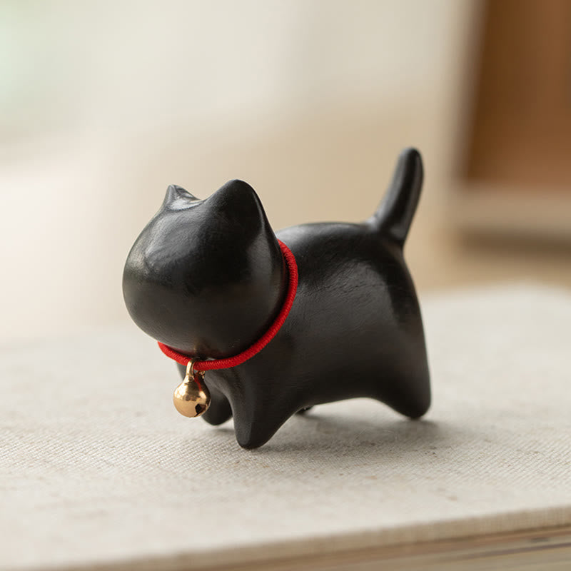 Nimara Ritual Green Sandalwood Small Leaf Red Sandalwood Cute Cat Animals Soothing Peace Decoration