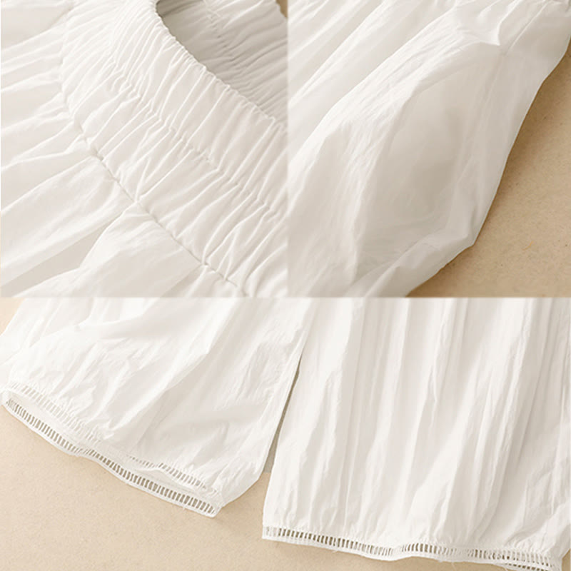 Nimara Ritual Casual Hem Hollow Design Women's Cotton 7-8 Length Wide Leg Pants With Pockets