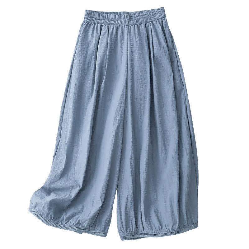 Nimara Ritual Casual Hem Hollow Design Women's Cotton 7-8 Length Wide Leg Pants With Pockets