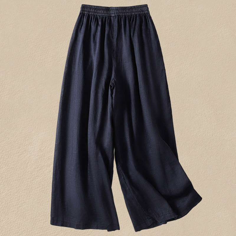 Nimara Ritual Commute Embroidery Drawstring Women's Cotton Wide Leg Pants With Pockets