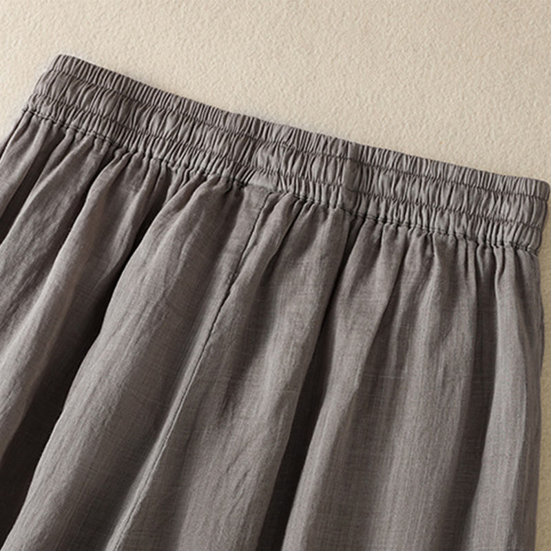 Nimara Ritual Commute Embroidery Drawstring Women's Cotton Wide Leg Pants With Pockets