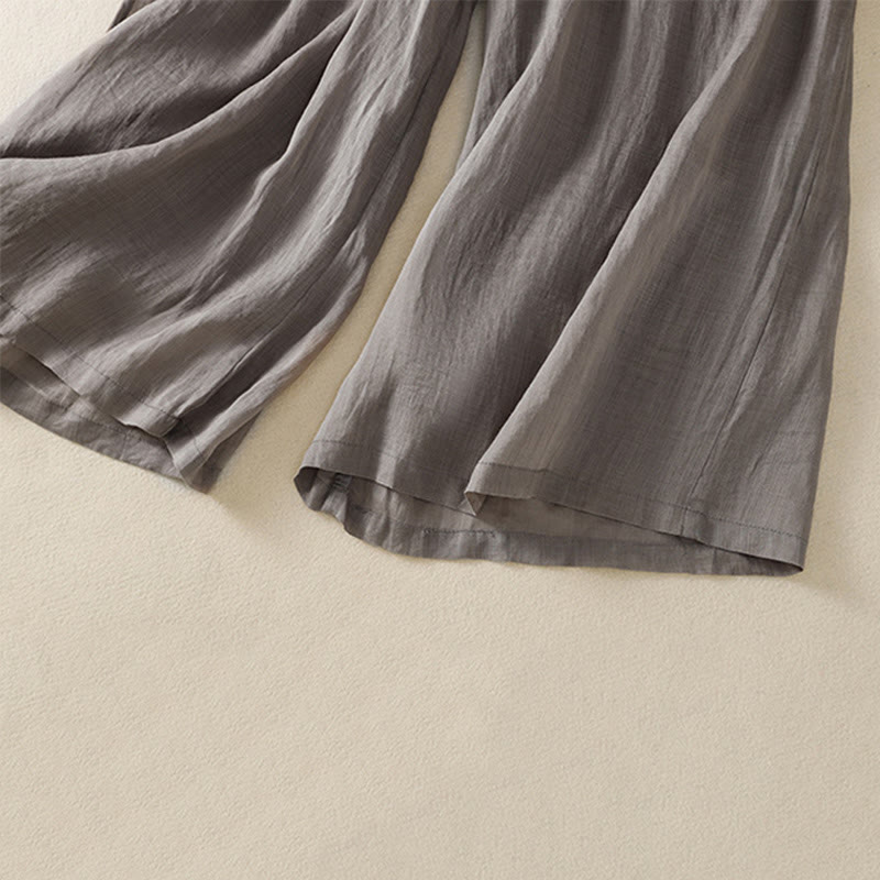 Nimara Ritual Commute Embroidery Drawstring Women's Cotton Wide Leg Pants With Pockets
