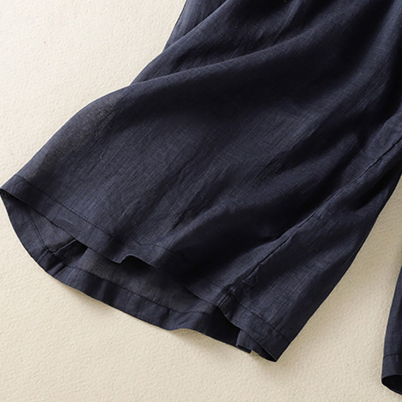 Nimara Ritual Commute Embroidery Drawstring Women's Cotton Wide Leg Pants With Pockets