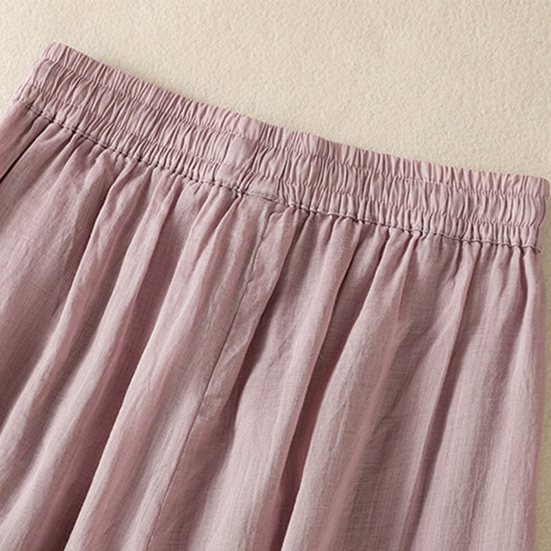 Nimara Ritual Commute Embroidery Drawstring Women's Cotton Wide Leg Pants With Pockets