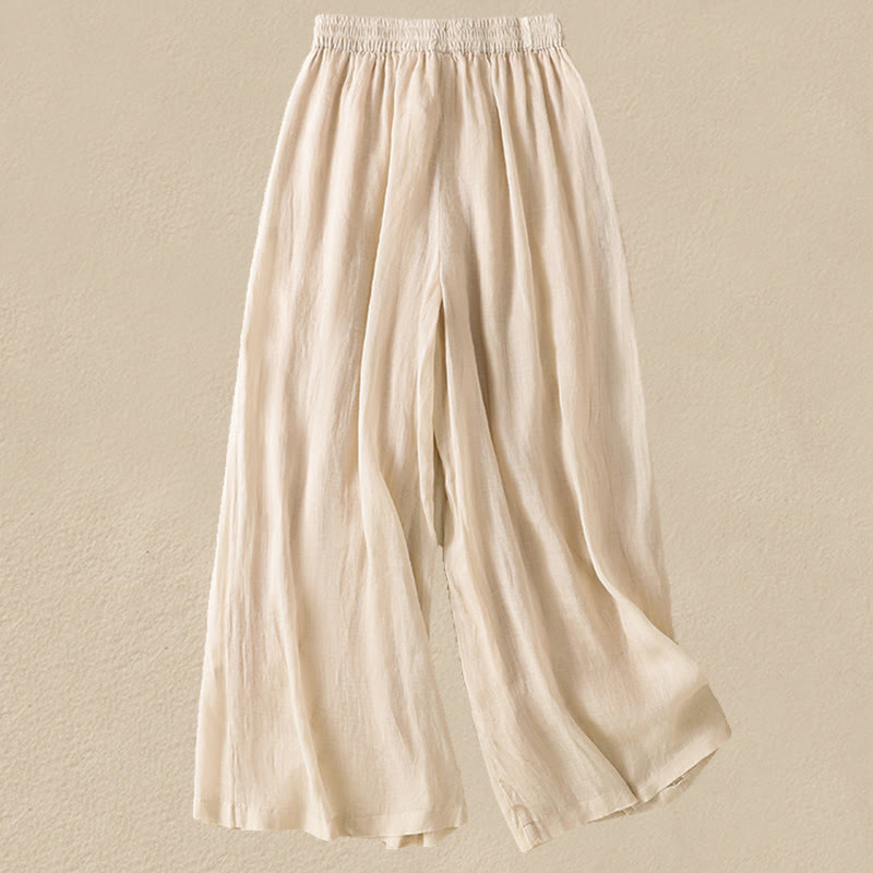 Nimara Ritual Commute Embroidery Drawstring Women's Cotton Wide Leg Pants With Pockets