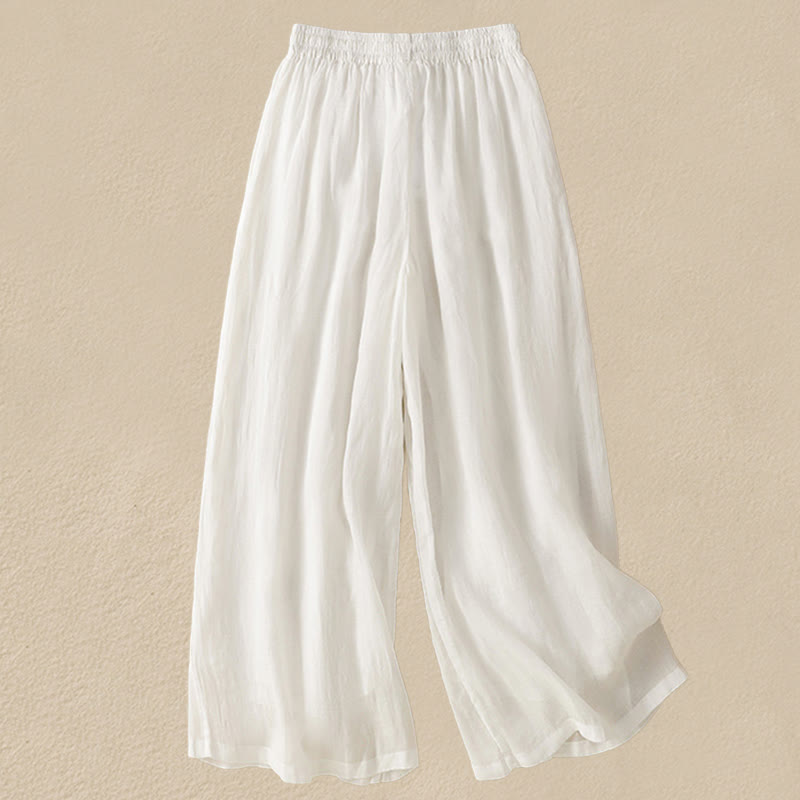 Nimara Ritual Commute Embroidery Drawstring Women's Cotton Wide Leg Pants With Pockets