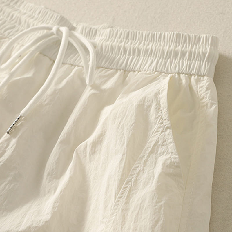 Nimara Ritual Summer Vintage Plain Drawstring Cuffed Women's Pants With Pockets